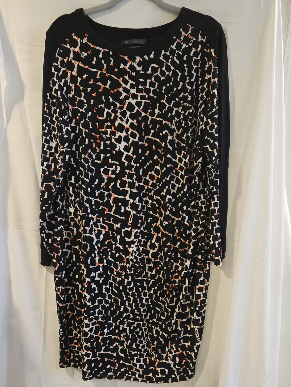 M&S Collection Geometric Print Long Sleeve Shift Dress